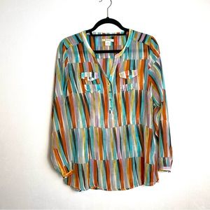 Ariat sheer button tunic multi color print